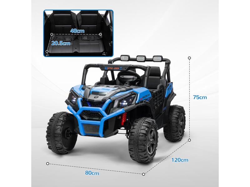  Voiture électrique 2 places 24 v avec télécommande et 3 vitesses, pour enfants de 3 à 8 ans, bleue  - Conforama E