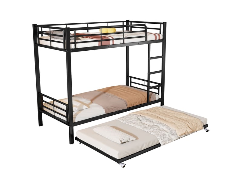  Lit superposé enfant 90x200, garde-corps haut sécurité renforcée lit superposé, certifié en747, lit gigogne intégré, gain d'espace  - Conforama A