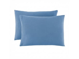 Lot 2 taies d'oreiller 50x70 cm gaze de coton - coton 57 fils bleu mer