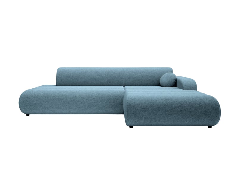  Bordilla - canapé d'angle convertible tissu chenille 4 places bleu gauche  - Conforama A
