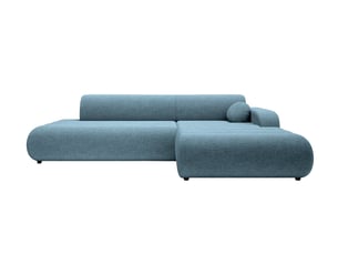 Canapé d'angle réversible convertible CASANOVA  4 places Tissu bleu avec coffre de rangement
