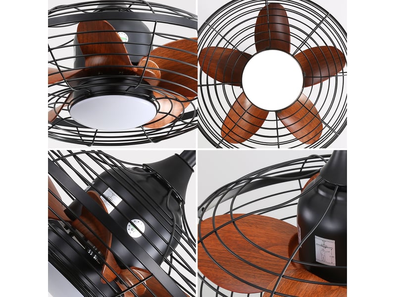  Ventilateur de plafond 50,8x50,8x47,5 cm led 18 w à 3 températures de couleur métal noir  - Conforama D