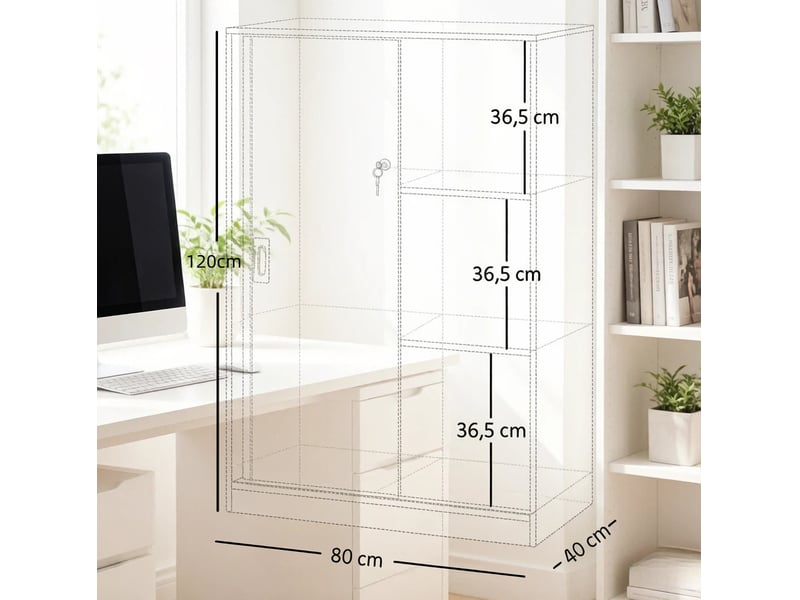  Armoire à documents noire 80 x 40 x 120 cm avec portes coulissantes verrouillables  - Conforama C