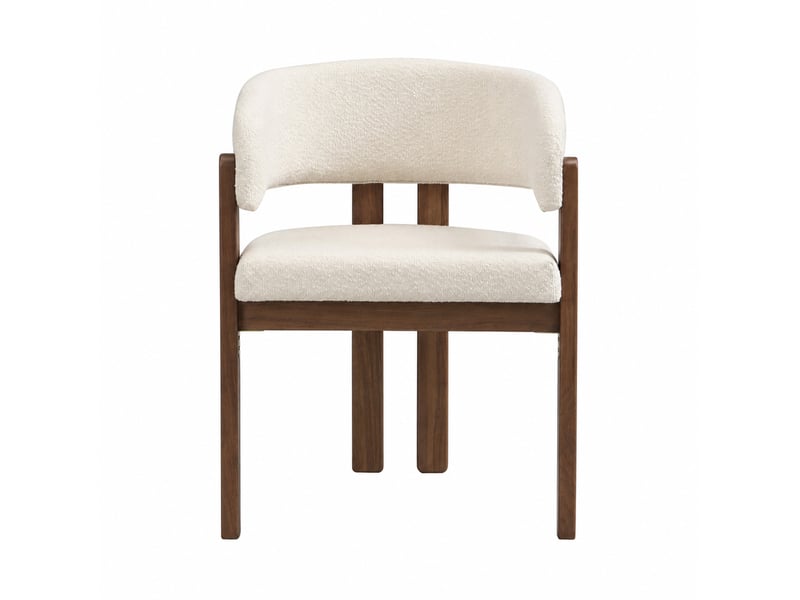 Lot de 4 chaises de salle à manger avec accoudoirs 60x51x80 cm bouclé beige noyer - Conforama D