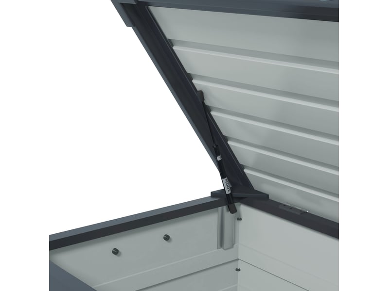  Coffre de rangement extérieur 100x62x65 cm – gris foncé – 295 l, acier galvanisé, roulettes et serrure  - Conforama E