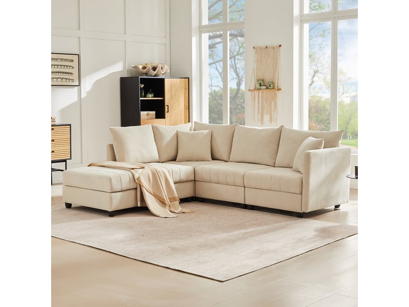 Canapé d'angle, canapé convertible, 5 places, design moderne, pour salon, adapté à l'espace de vie, appartement - Conforama R