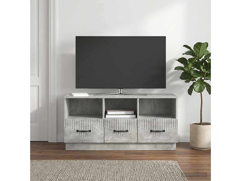  Meuble tv - banc tv - meuble de rangement gris béton 102 x 34,5 x 47 cm bois d'ingénierie  - Conforama D