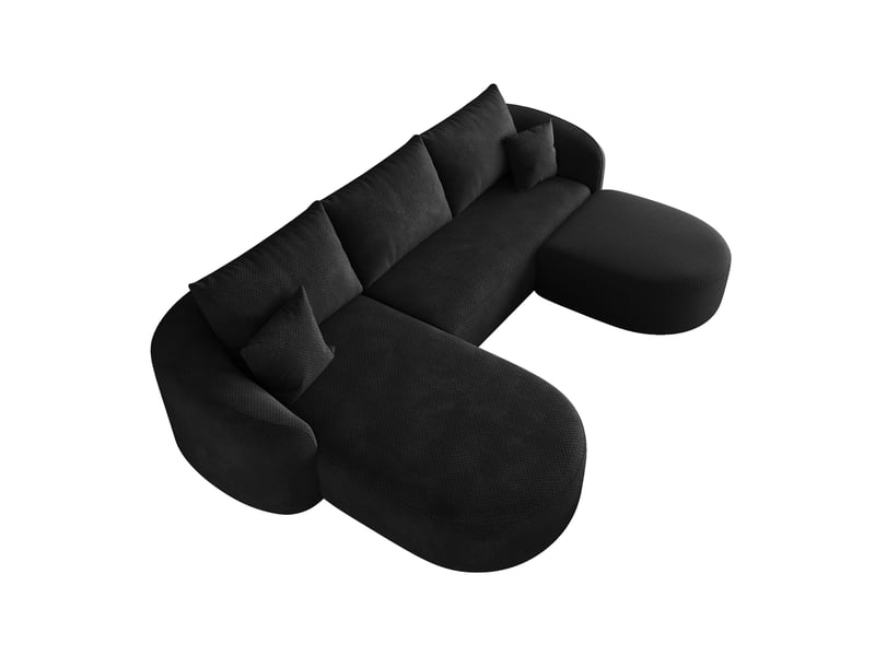  Canapé d'angle panoramique en u 5 places 266x168 cm en chenille noir  - Conforama A