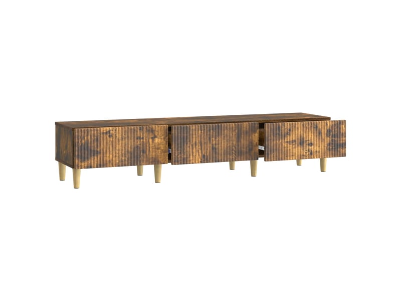  Meuble tv - banc tv - meuble de rangement chêne fumé 147 x 34,5 x 30 cm bois d'ingénierie  - Conforama E