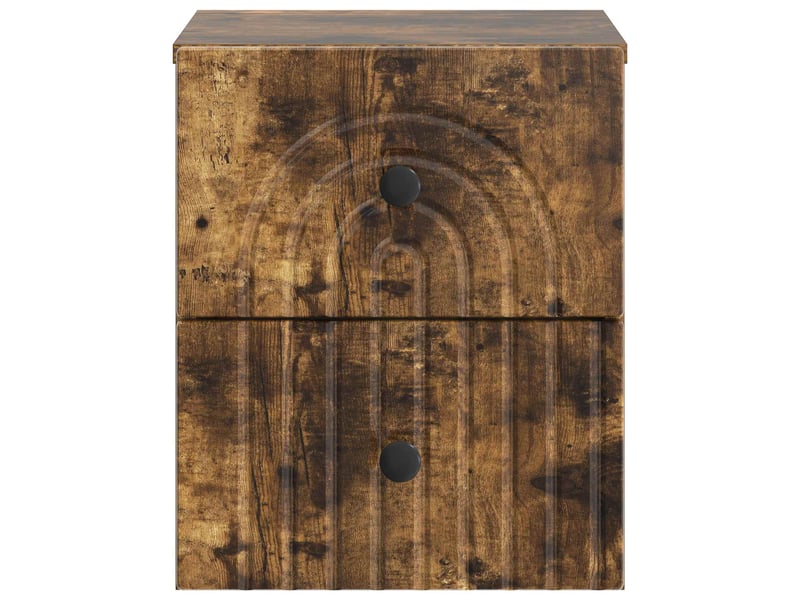  Table de chevet - cabinet de chevet - table de nuit mural chêne fumé 33 x 34,5 x 40 cm  - Conforama D