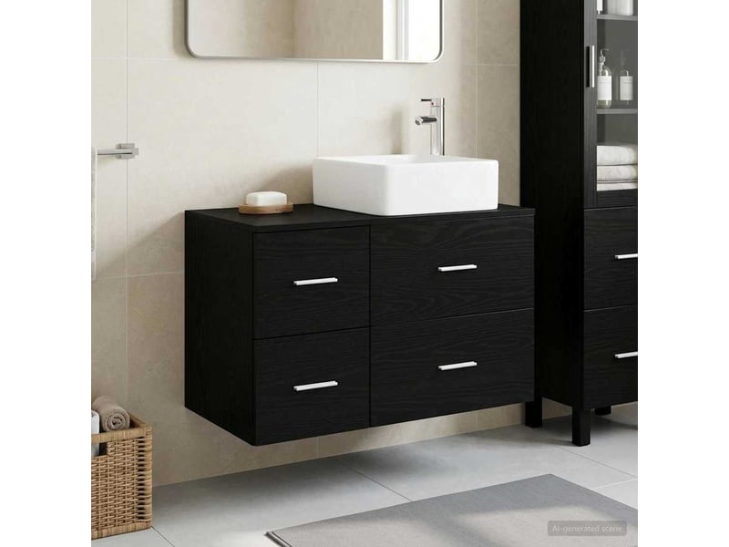  Ensemble de mobilier de salle de bain 2 pcs chêne noir shl4604  - Conforama B