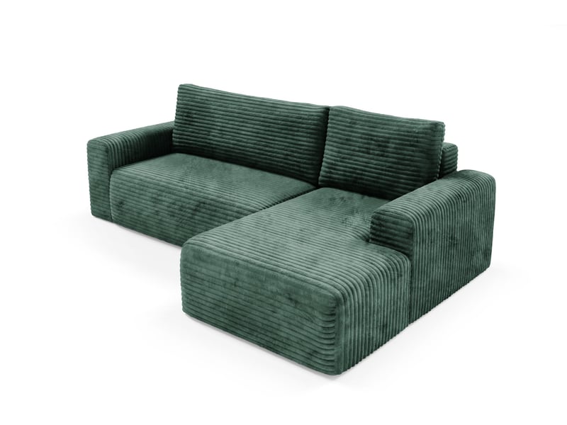  Canapé d'angle convertible en velours côtelé sontii vert  - Conforama D
