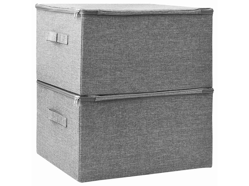  Boîtes de rangement 2 pcs tissu 43x34x23 cm gris  - Conforama D