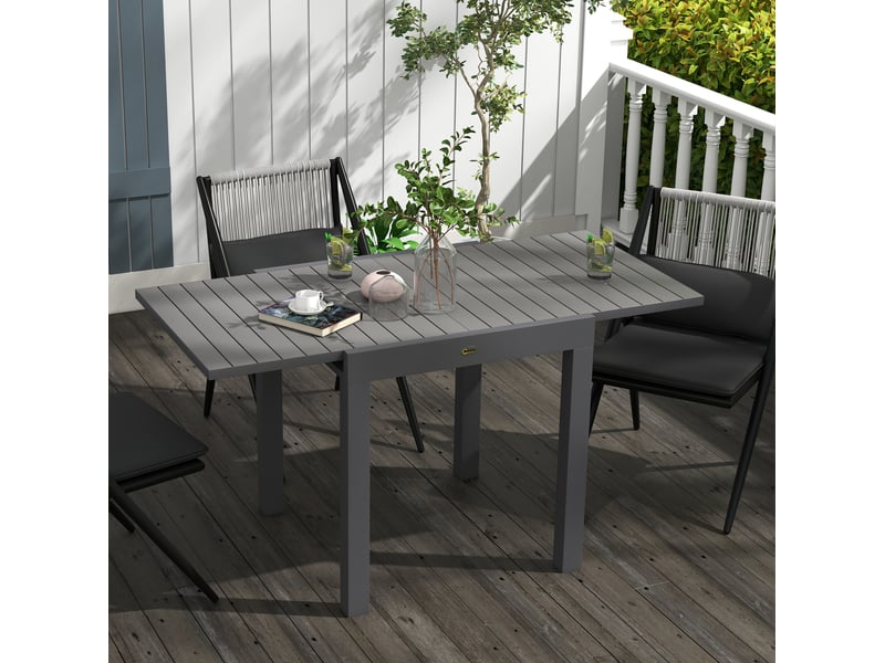  Table de jardin extensible 81x80x75 cm et 162x80x75 cm 6 personnes métal gris  - Conforama B