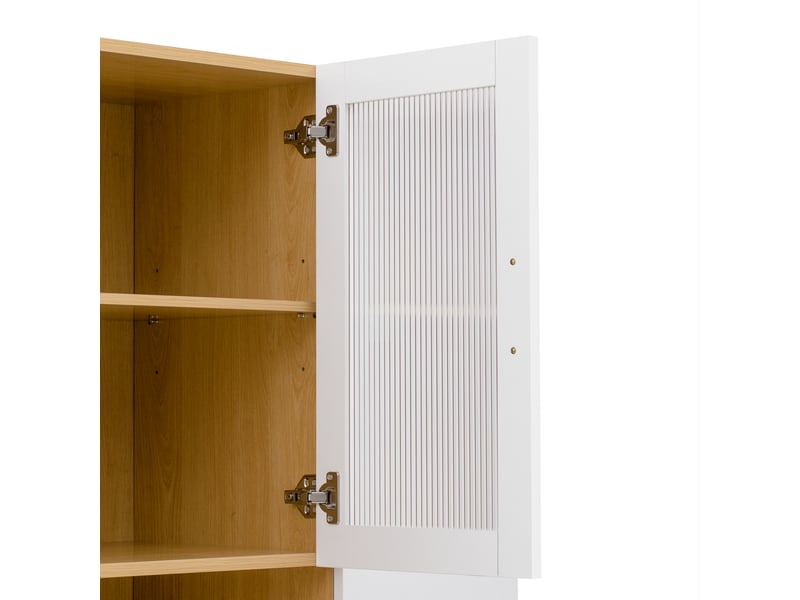  Buffet de cuisine haut 200 cm, largeur 100 cm, meuble de rangement avec tiroirs profonds et étagères modulables pour cuisine ou salon moderne  - Conforama R