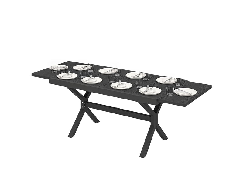  Table de jardin extensible aluminium, acier gris foncé 214x85x73cm  - Conforama A
