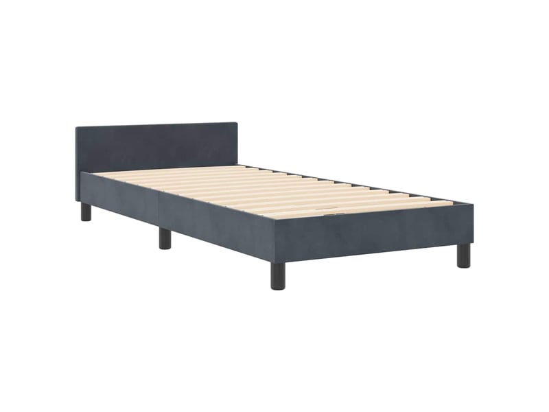 Lit simple- lit adulte -  lit à ressorts avec tête de lit gris foncé 100 x 200 cm velours  - Conforama C
