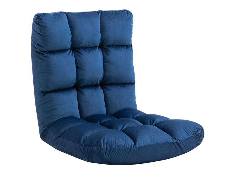  Fauteuil de sol convertible modenvie 3-en-1 pliable, dossier réglable 13 positions, structure en métal, polyester bleu, 55 x 71 x 53,5 cm  - Conforama A