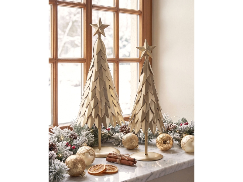 Lot de 2 figurines kemijoki 4148 cm arbre de noël doré  - Conforama B