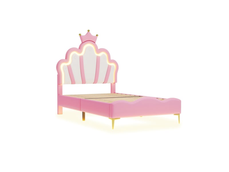  Lit pour enfant 90 x 190 cm ezssw coloris rose  - Conforama D