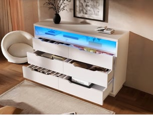 Commode 6 tiroir(s) BGSRYAO coloris blanc largeur 120 cm