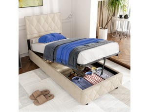 Lit simple 90x190 cm VIVRYN coloris beige