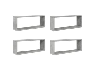 Lot de 4 étagères murales cube, étagères suspendues gris béton bois d'ingénierie cf43247