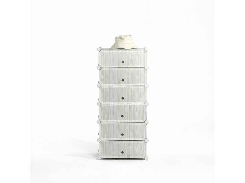  Meuble à chaussures modulaire avec 6 portes, 6 niches, anti-basculement, chambre et entrée, blanc, 49×36,5×108 cm  - Conforama A