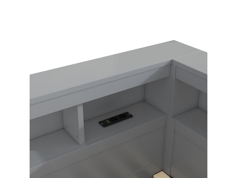  Lit enfant 140x190 cm, canapé-lit,  rangement, prise et usb, sommier, aggloméré, gris, sans matelas  - Conforama E