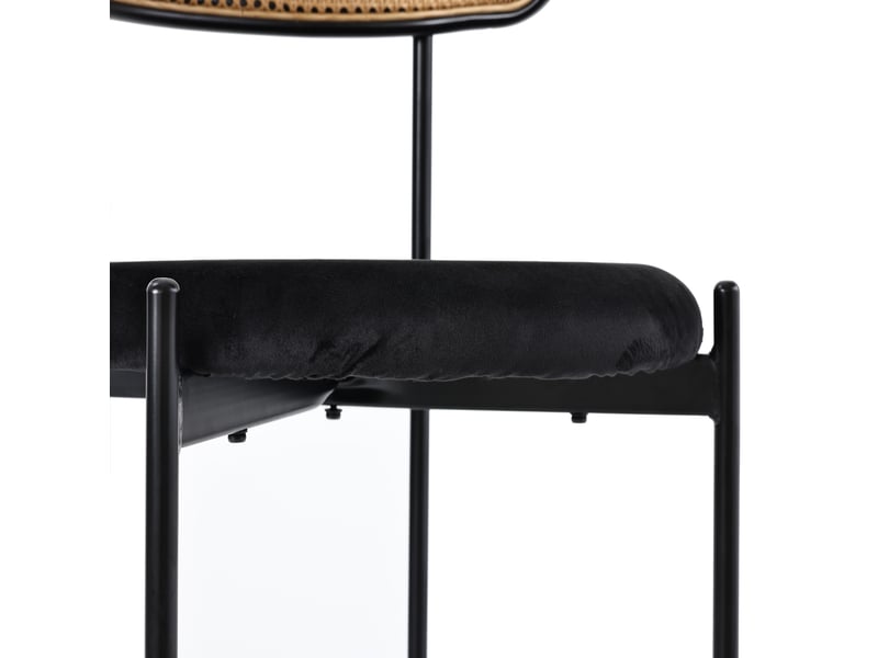  Lot de 2 chaises de salle à manger en velours noir, dossier rotin PP308604AAS - Conforama E