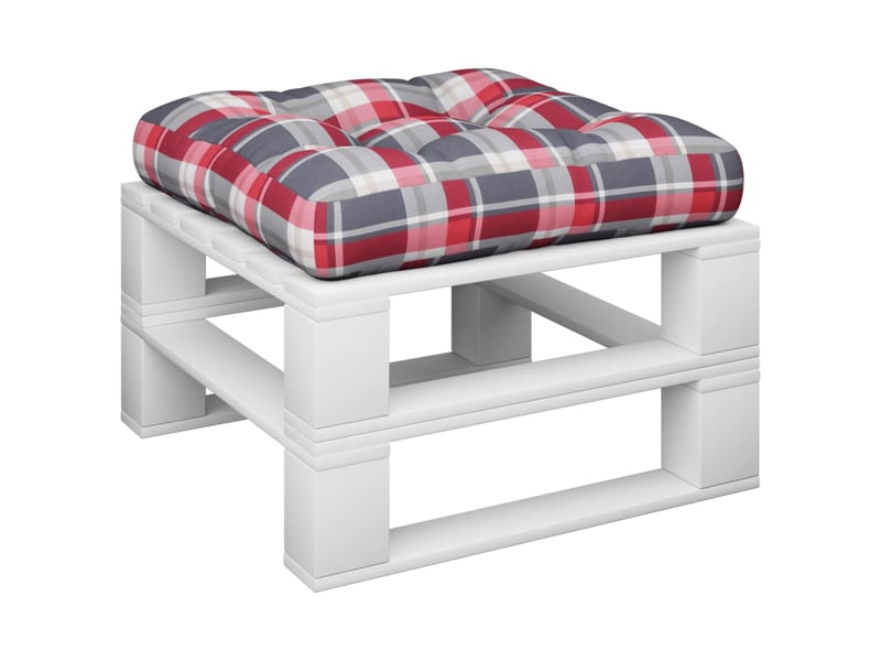  Coussin de palette, coussin de chaise, coussin de canapé motif à carreaux rouge 60x60x12 cm tissu cf55378  - Conforama C