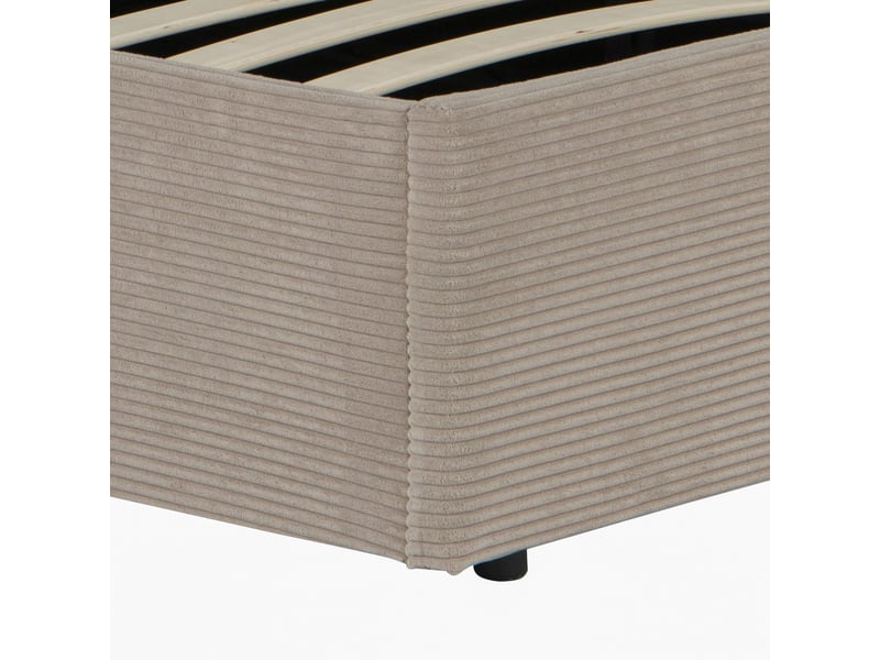  Lit coffre 160x200 velours côtelé taupe terre de nuit  - Conforama C