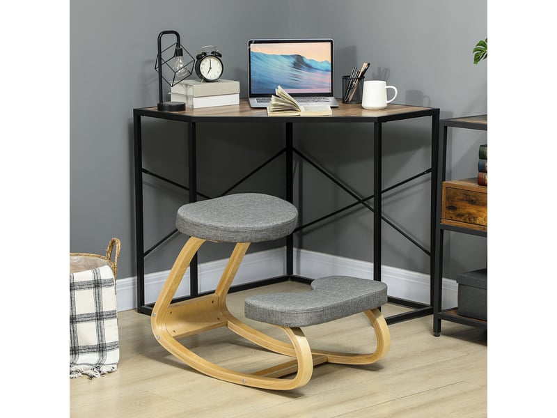  Chaise à genoux, tabouret ergonomique à genoux aspect lin, base en bois de bouleau pour soulager les douleurs cervicales  - Conforama C