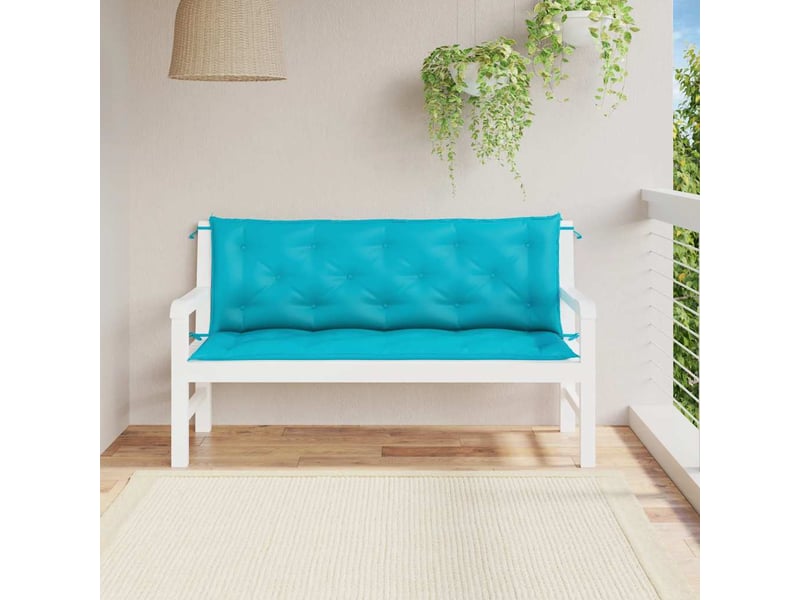  Lot de 2 coussins de banc de jardin, coussins d'assise turquoise 150x50x7 cm tissu cf58702  - Conforama C