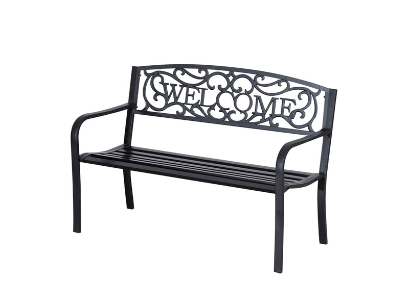  Banc de jardin 2 places en métal avec motif welcome 127 x 60 x 87 cm  - Conforama A