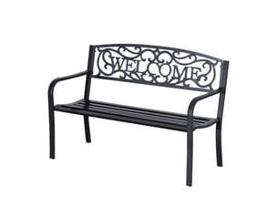 Banc de jardin 2 places en métal avec motif welcome 127 x 60 x 87 cm