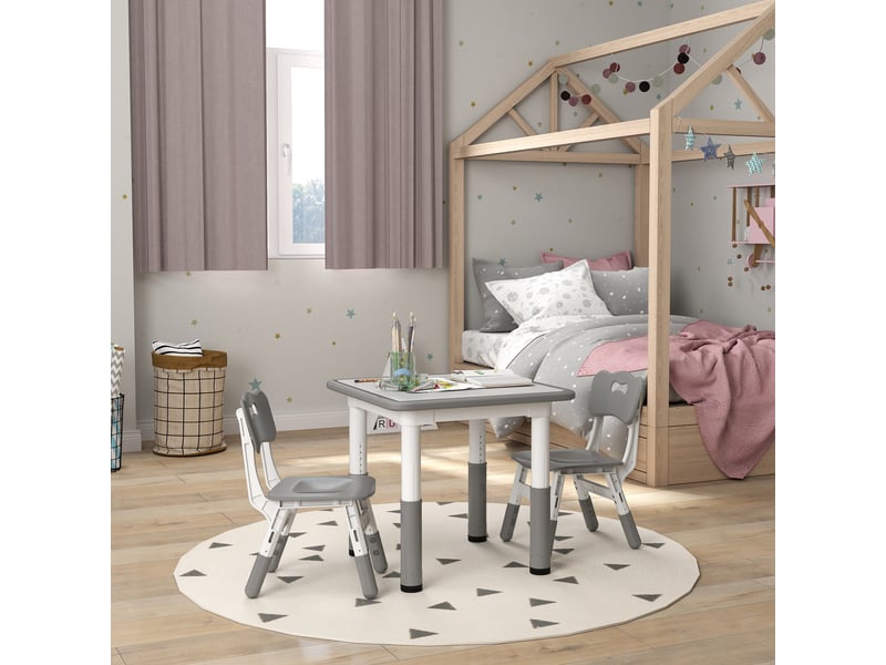  Ensemble table et 2 chaises pour enfants, hauteur réglable pour les enfants de 18 mois à 5 ans, facile à nettoyer  - Conforama C