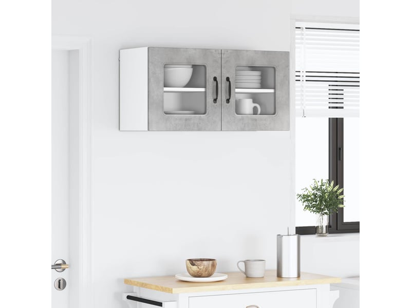 Meuble mural de cuisine | armoire de cuisine 2 pcs gris béton shl9689 - Conforama D