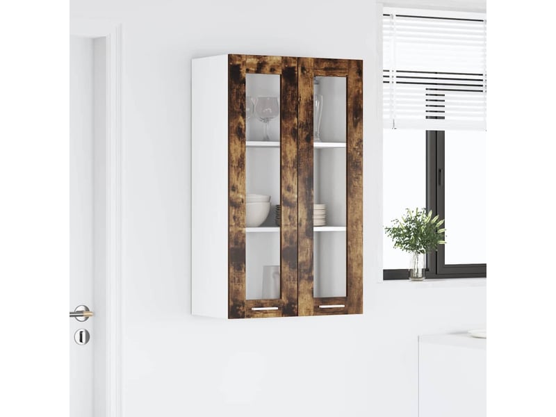  Meuble de rangement, armoire suspendue chêne fumé 60x31x100cm bois d'ingénierie shl327  - Conforama D