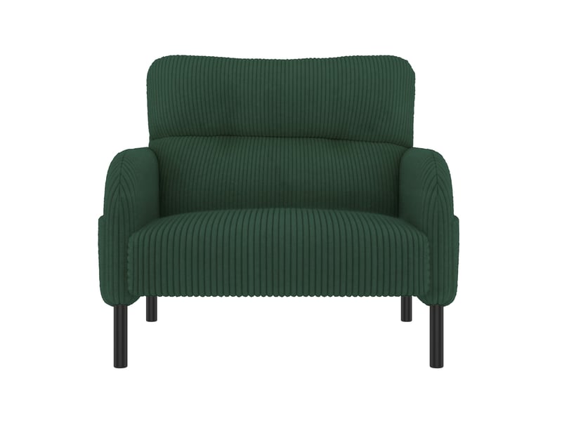  Fauteuil d'accent 67x75x79cm – fauteuil lounge individuel contemporain avec assise profonde et poches latérales double face – velours côtelé - vert  - Conforama A