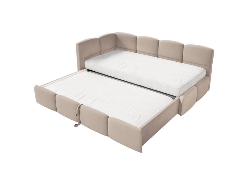  Selsey cloudy - lit rembourré - 170x185 cm - velours beige - côté gauche Cloudy - Conforama D