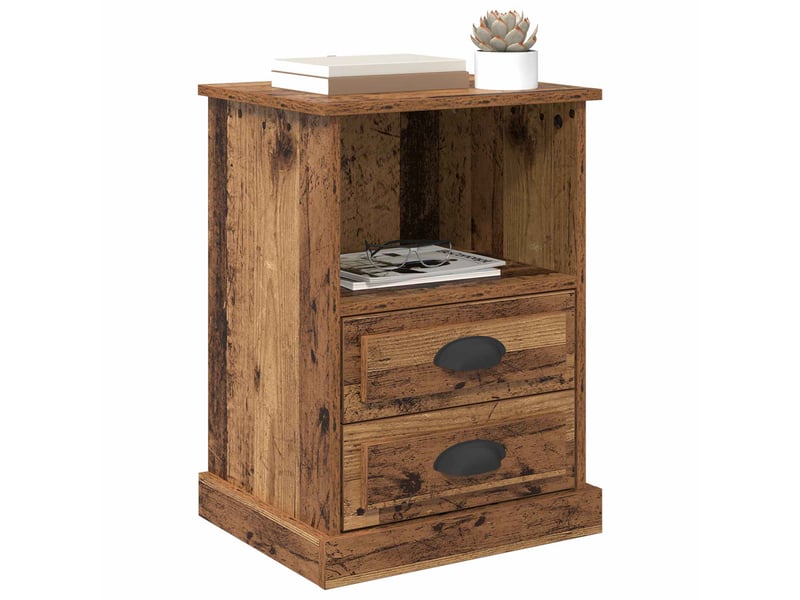 Lot de 2 table de chevet, table de nuit bois ancien 36 x 43 x 60 cm - Conforama C