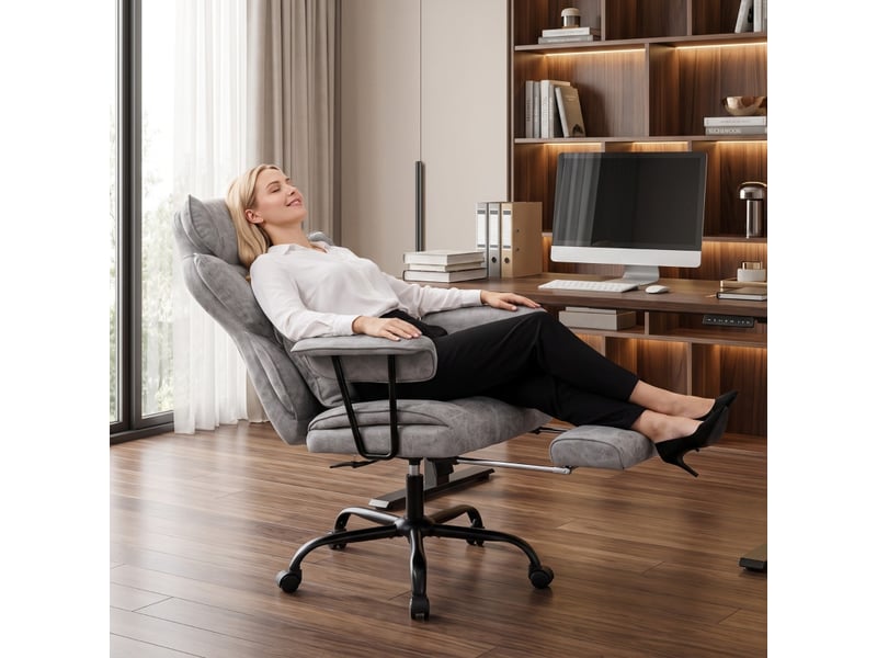 Camen fauteuil de bureau massant avec repose pieds gris - Conforama D