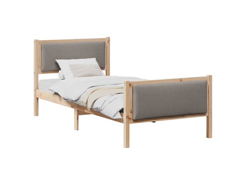 Lit simple- lit adulte - cadre de lit avec tête de lit taupe 90 x 190 cm tissu - Conforama B