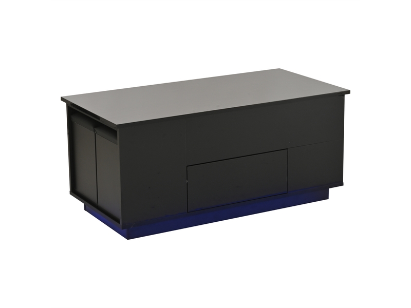  Table basse relevable avec 2 tiroirs, 2 tabourets de rangement et led, en panneau de particules, noir - uvrion  - Conforama A