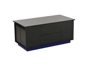 Table basse relevable avec 2 tiroirs, 2 tabourets de rangement et led, en panneau de particules, noir - uvrion
