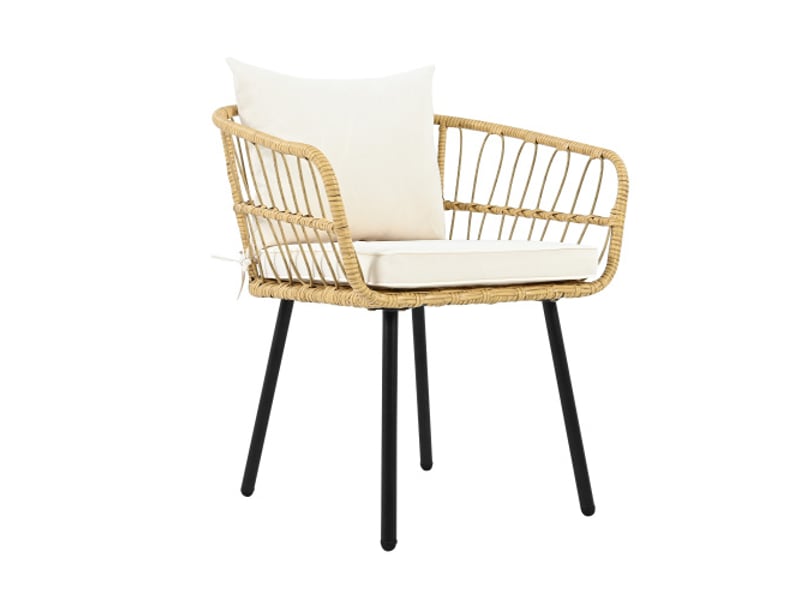  Salon de jardin bas 5p résine tressée naturelle, table + 2 fauteuils + 2 tabourets – aapaas  - Conforama R