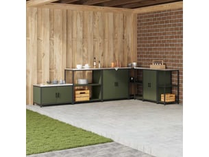 Étagère de cuisine, étagère de rangement hattem vert olive 90x50x92cm acier