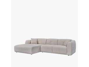 Canapé d'angle en tissu capitonné beige - angle gauche