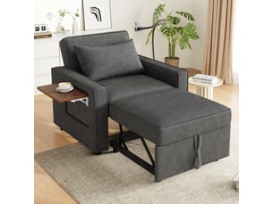 Canapé droit convertible <strong>MERAX</strong> <strong>canapé gris</strong> 1 place Velours côtelé gris